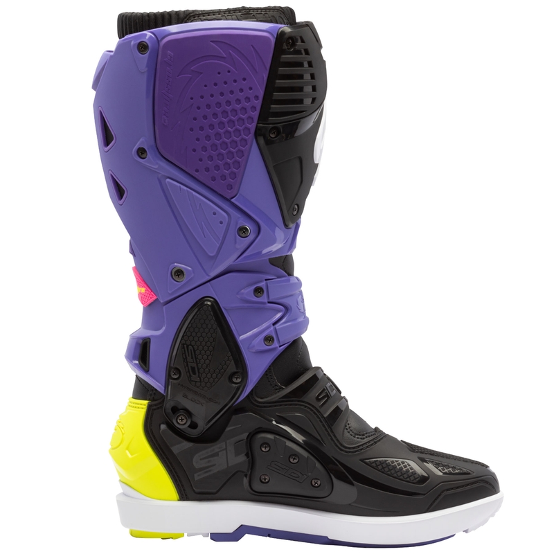 Botas de moto SiDi Crossfire 3 SRS morado-negro-amarillo fluorescente