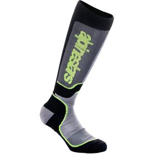 Calcetines Alpinestars MX Plus para niños en negro, gris y amarillo fluorescente