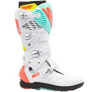 Botas de moto SiDi Crossfire 3 SRS blanco-menta fluorescente-coral fluorescente