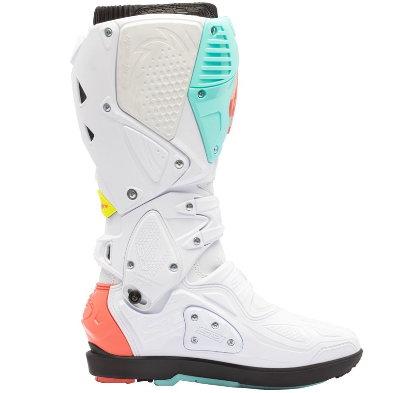 Botas de moto SiDi Crossfire 3 SRS blanco-menta fluorescente-coral fluorescente