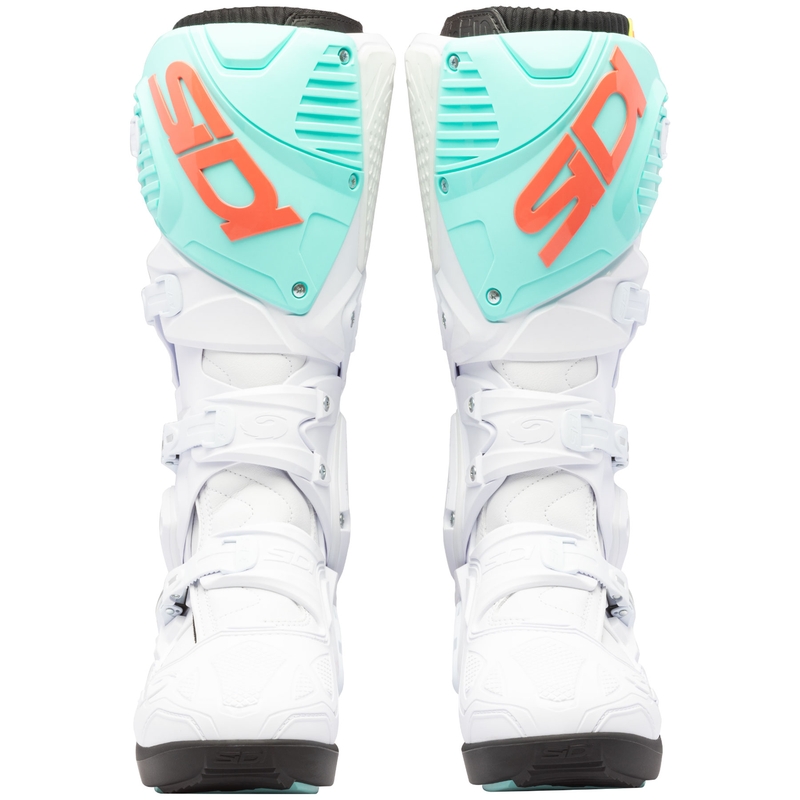 Botas de moto SiDi Crossfire 3 SRS blanco-menta fluorescente-coral fluorescente