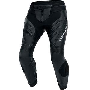 Pantalones de cuero para moto Rebelhorn Veloce, blanco y negro.