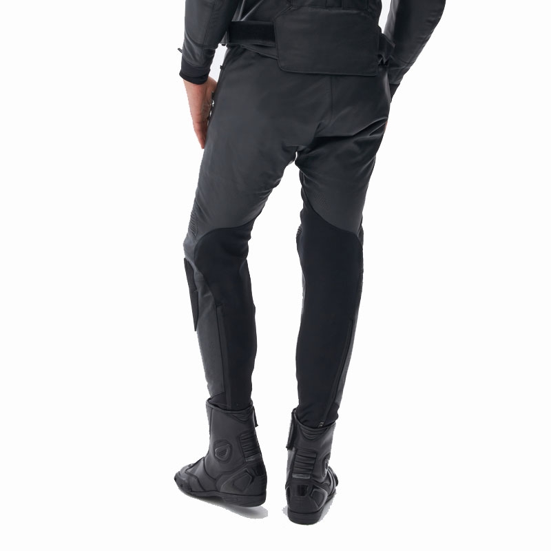 Pantalones de cuero para moto Rebelhorn Veloce, blanco y negro.