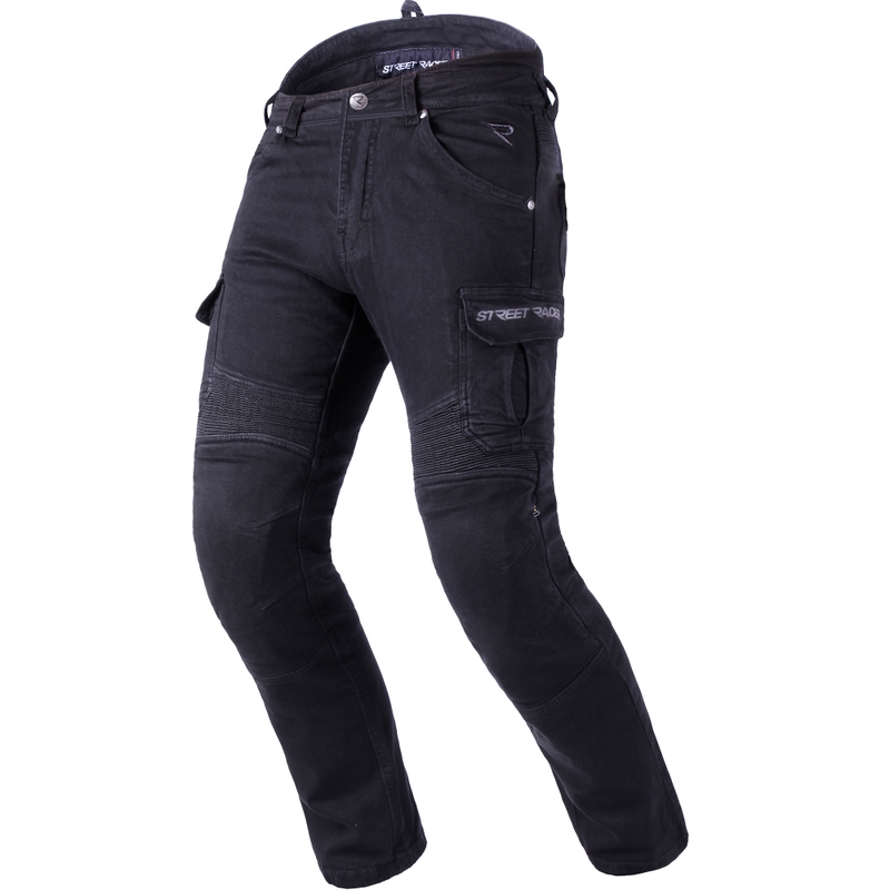 Pantalones vaqueros de moto Street Racer Cargo CE cortos, negros
