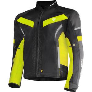 Chaqueta de moto Street Racer Evans Air negra y amarilla fluorescente