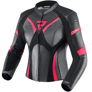 Chaqueta de moto para mujer Rebelhorn Rebel negra y rosa fluorescente