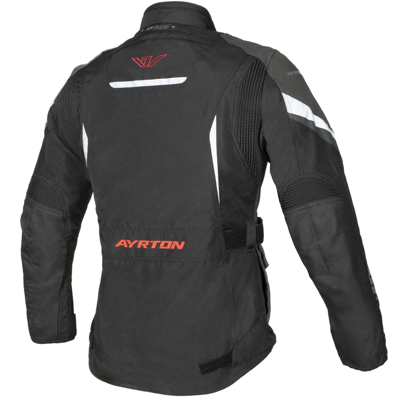 Chaqueta de moto para mujer Ayrton Teressa II negra-gris-rojo flúor