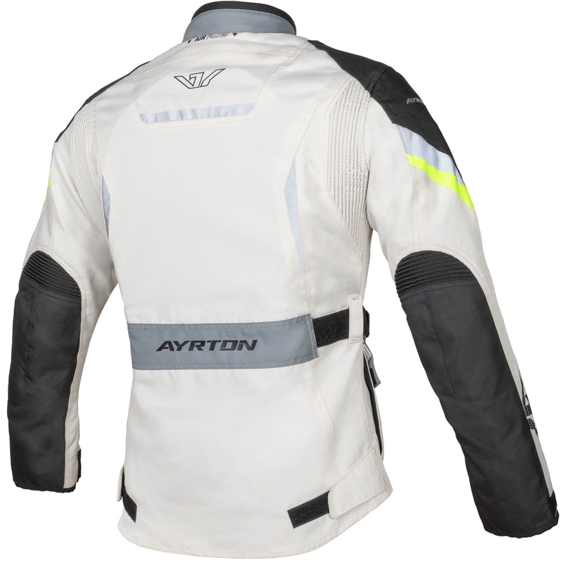 Chaqueta de moto para mujer Ayrton Teressa II color crema-amarillo fluorescente-gris-negro