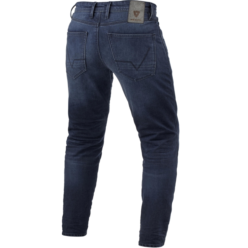 Pantalones vaqueros de moto Revit Micah TF Extra Croped, color azul oscuro lavado