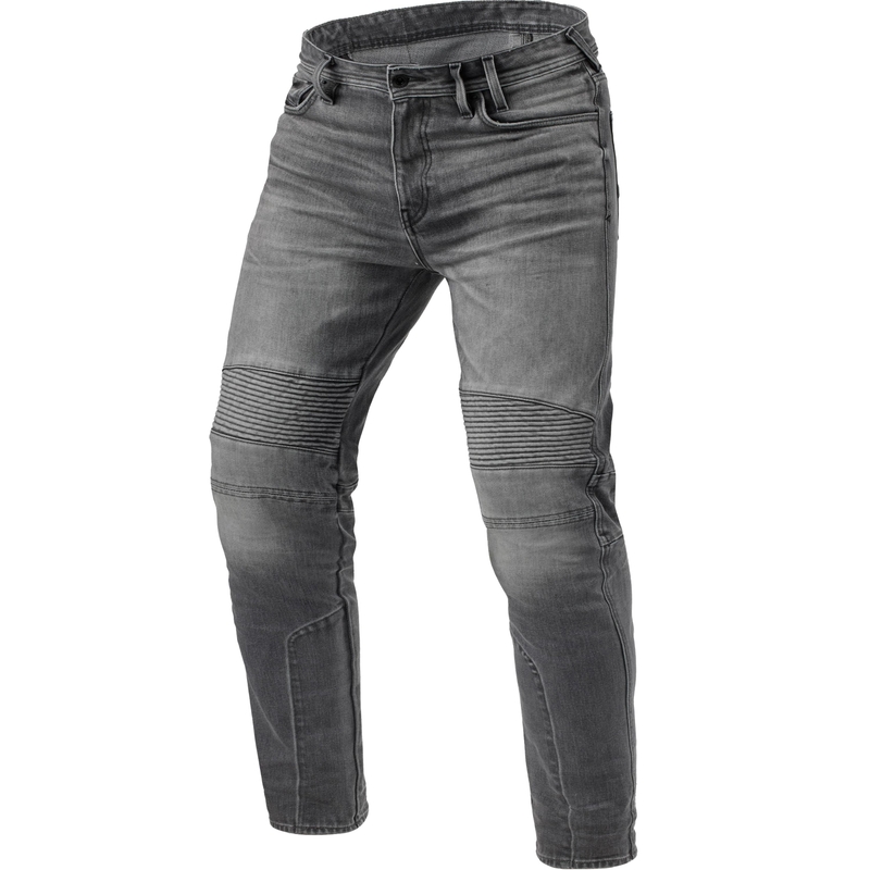Pantalones vaqueros de moto Revit Moto 2 TF Extra Croped, color gris lavado medio