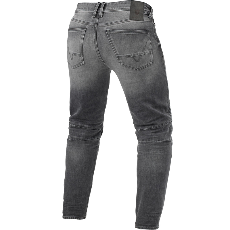 Pantalones vaqueros de moto Revit Moto 2 TF Extra Croped, color gris lavado medio