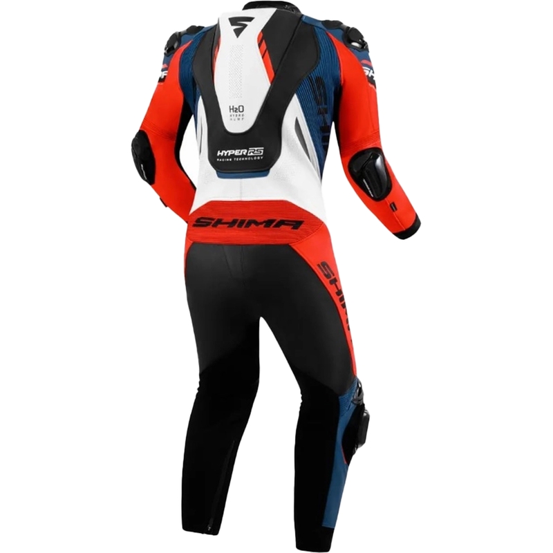 Mono de cuero para moto Shima Hyper-RS Negro-Rojo-Azul-Blanco