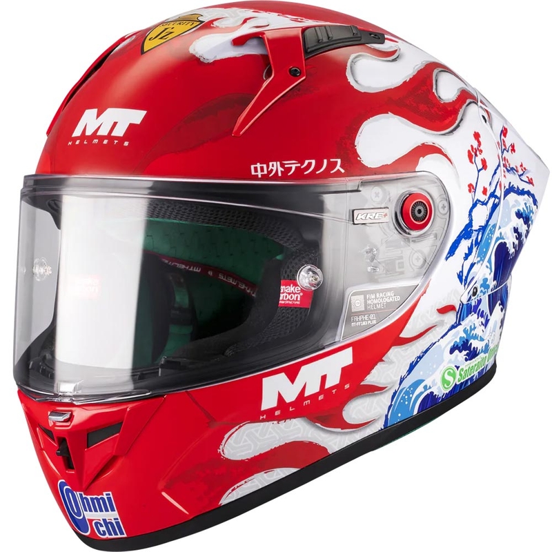 Casco integral de moto KRE + S Yamanaka A5 rojo-blanco