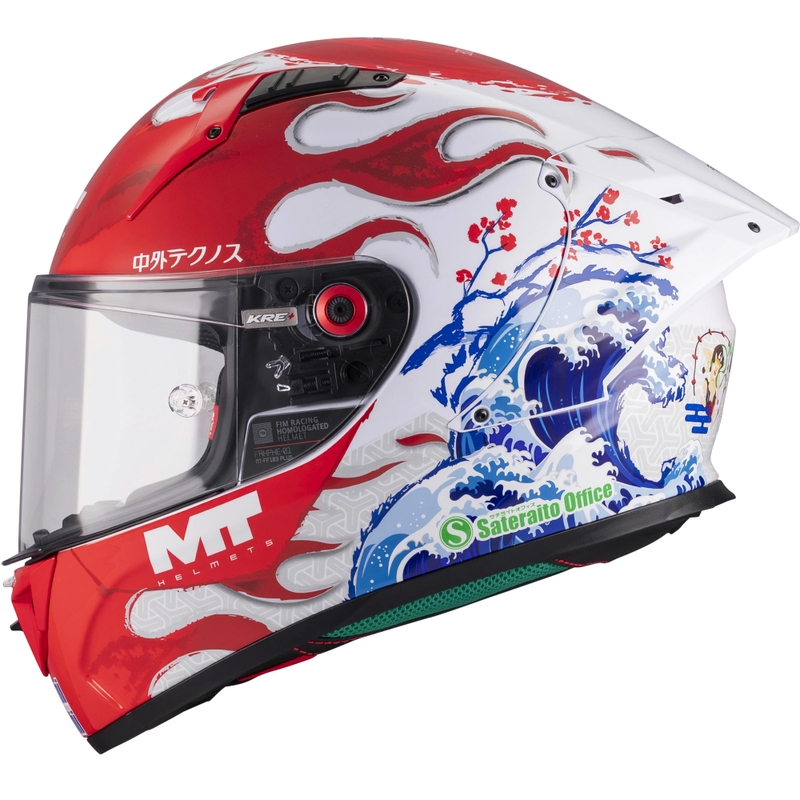Casco integral de moto KRE + S Yamanaka A5 rojo-blanco