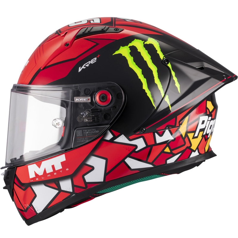 Casco integral de moto KRE + S Piqueras B5 FIM rojo-negro