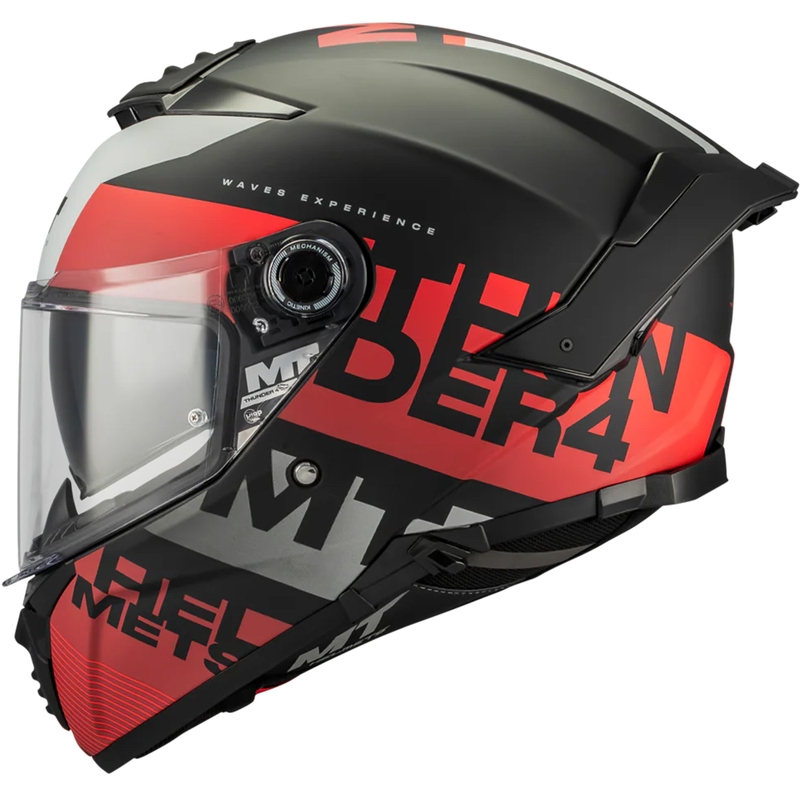 Casco integral de moto MT Thunder 4 SV Waves B5 negro mate-rojo