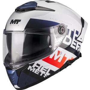 Casco integral de moto MT Thunder 4 SV Waves A17 blanco-azul-rojo