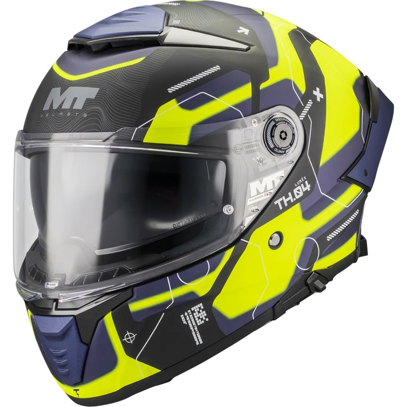 Casco integral de moto MT Thunder 4 SV Lumex B27 negro-azul-amarillo fluorescente