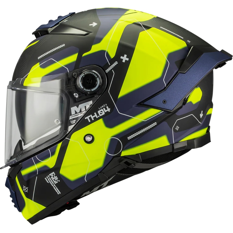 Casco integral de moto MT Thunder 4 SV Lumex B27 negro-azul-amarillo fluorescente