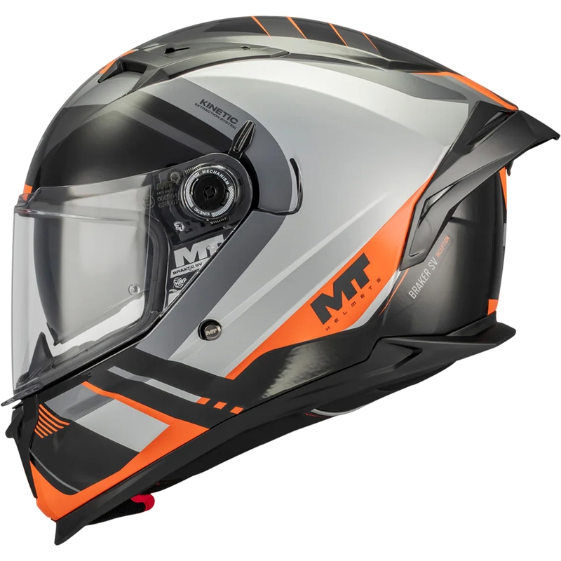 Casco integral de moto MT Braker SV Inception B4 negro-gris-naranja