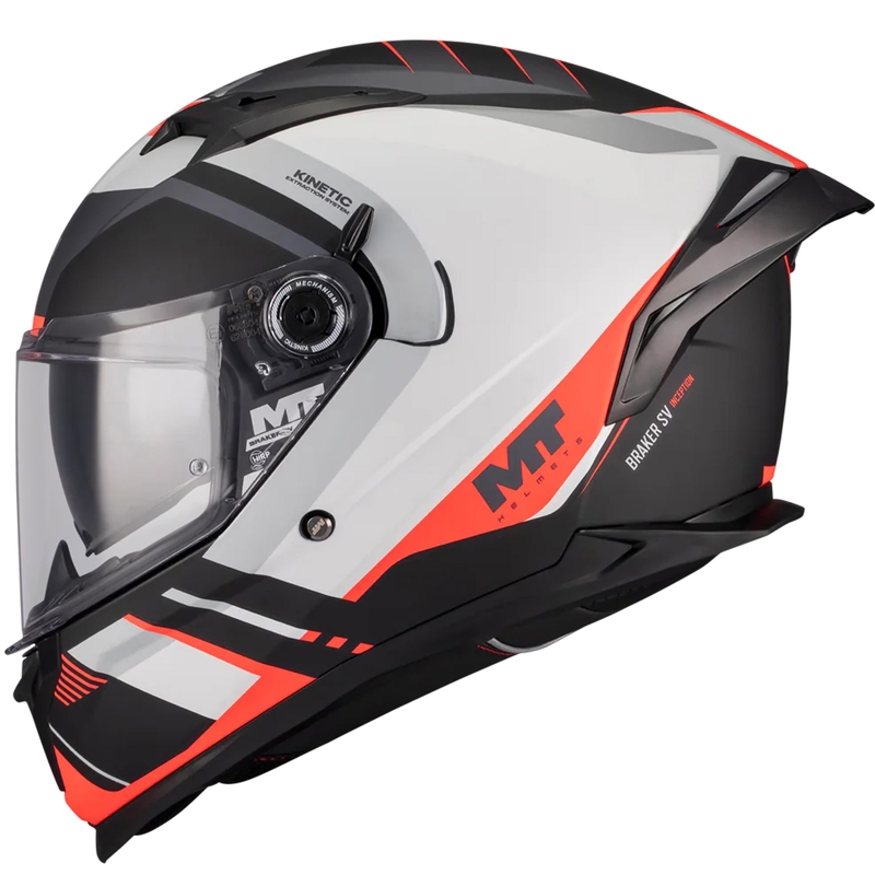 Casco integral de moto MT Braker SV Inception B5 negro mate-gris-rojo