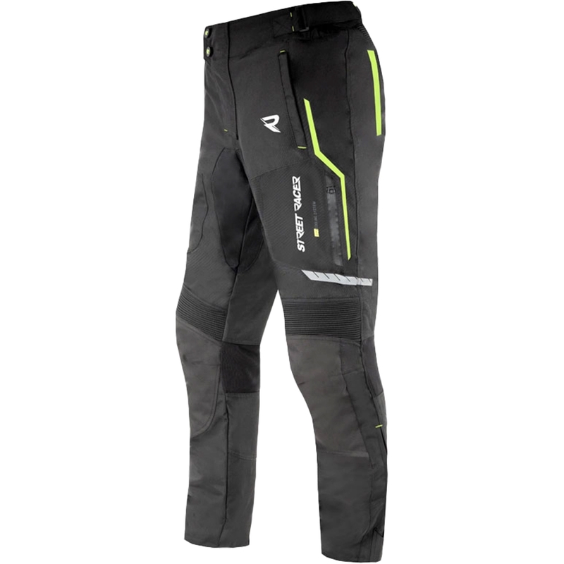 Pantalón de moto Street Racer Flex negro-amarillo fluo