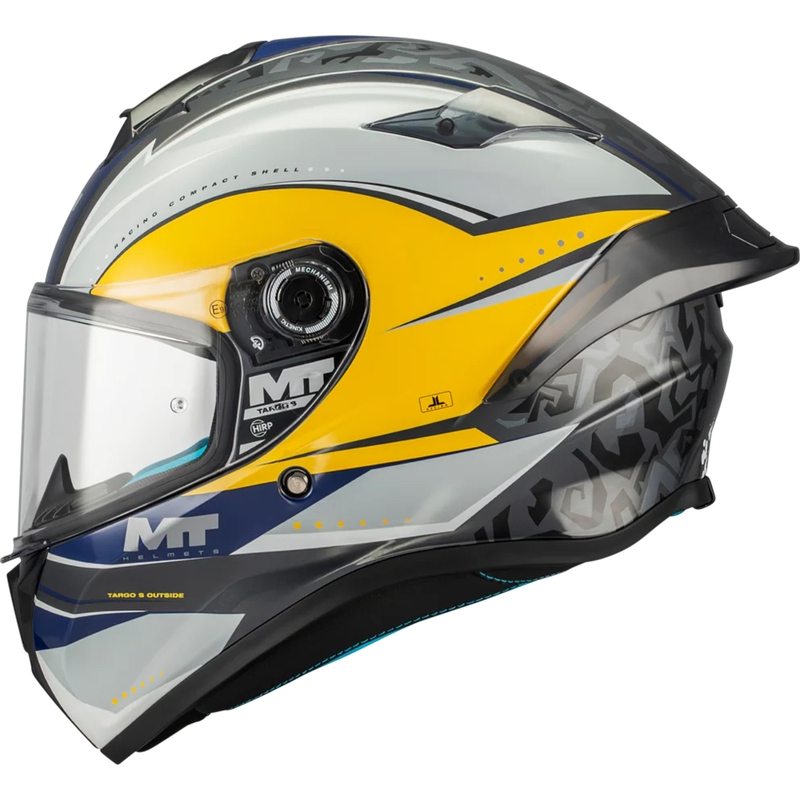Casco integral de moto MT Targo S Outside C3 gris-amarillo-azul