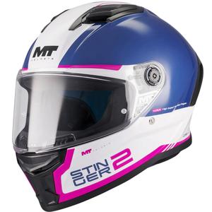 Casco integral de motocicleta MT Stinger 2 Core A8 azul-blanco-rosa