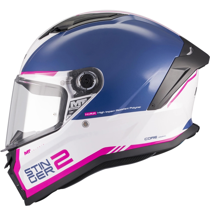 Casco integral de motocicleta MT Stinger 2 Core A8 azul-blanco-rosa