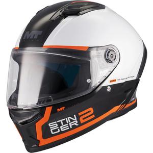 Casco integral de moto MT Stinger 2 Core B0 blanco-negro-naranja