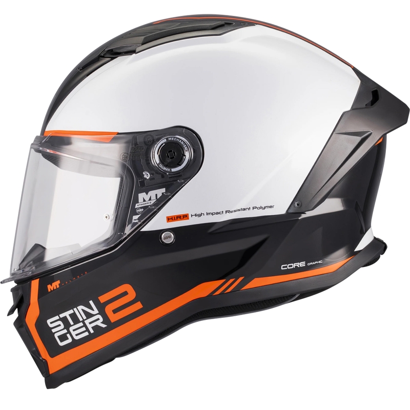 Casco integral de moto MT Stinger 2 Core B0 blanco-negro-naranja