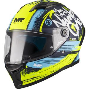 Casco integral de moto MT Stinger 2 Rocket C3 azul-amarillo fluorescente