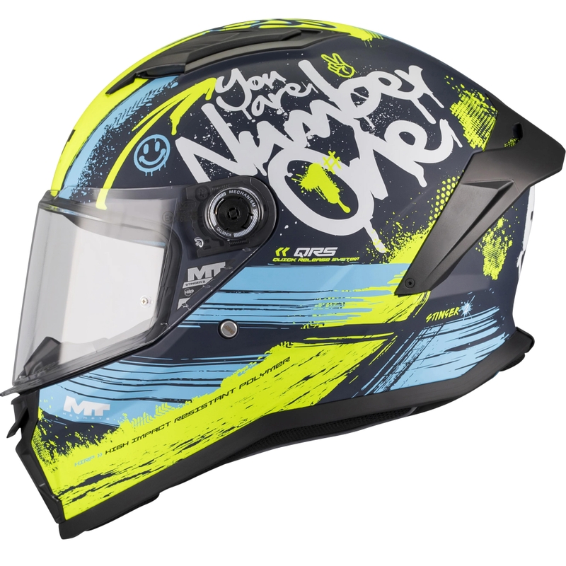 Casco integral de moto MT Stinger 2 Rocket C3 azul-amarillo fluorescente