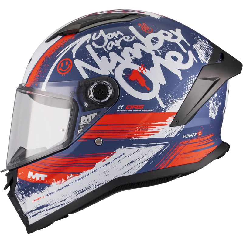 Casco integral de motocicleta MT Stinger 2 Rocket C17 azul-rojo-gris mate