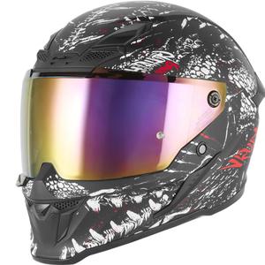 Casco integral para motocicleta NOX Exklusiv Goliath Raptor, negro mate, blanco y rojo.