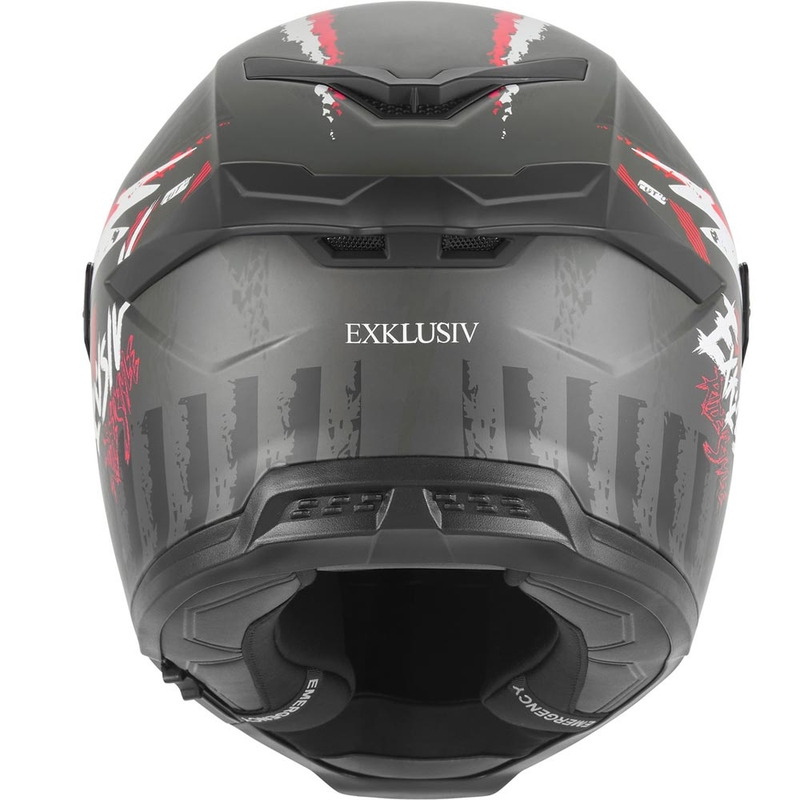 Casco integral de moto NOX Exklusiv Goliath Cut'D negro mate-rojo