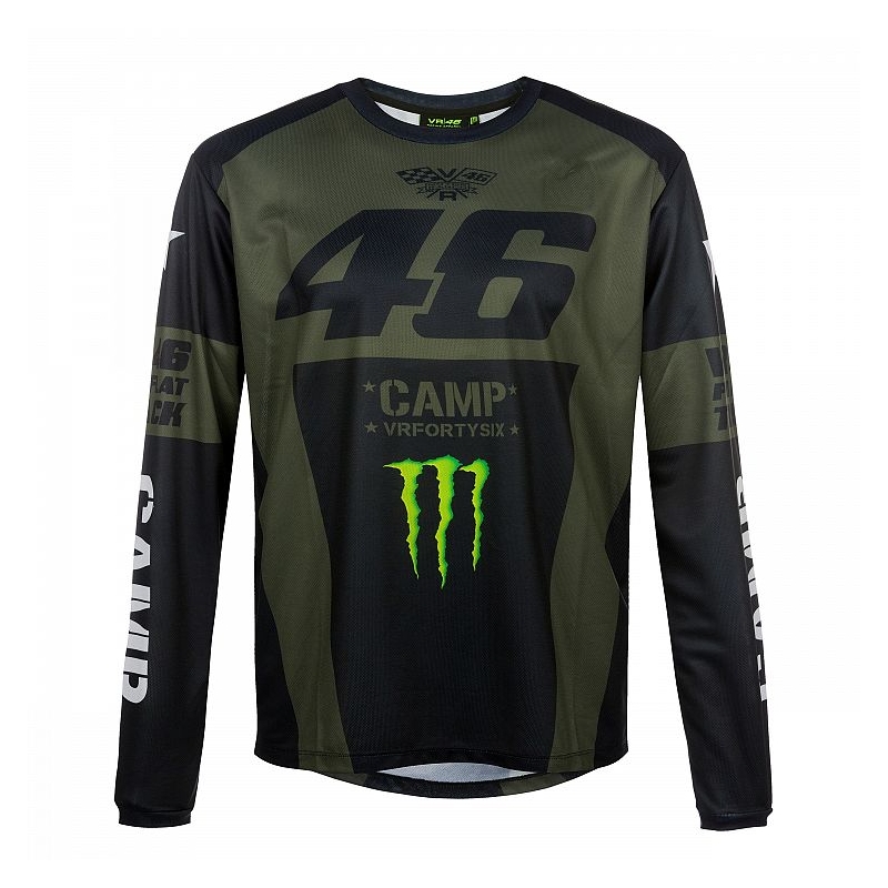 Triko s dlouhým rukávem VR46 Valentino Rossi MONSTER CAMP zeleno-černé