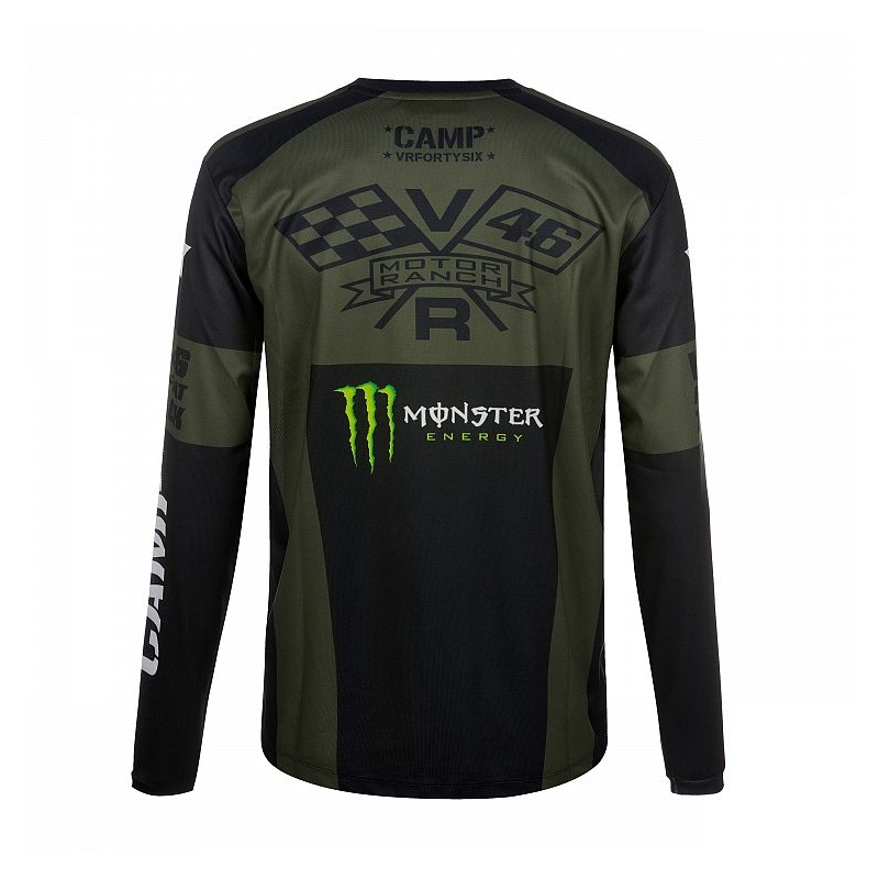 Triko s dlouhým rukávem VR46 Valentino Rossi MONSTER CAMP zeleno-černé