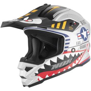 Casco de motocross infantil NOX N761 Fly Fighter plateado-multicolor