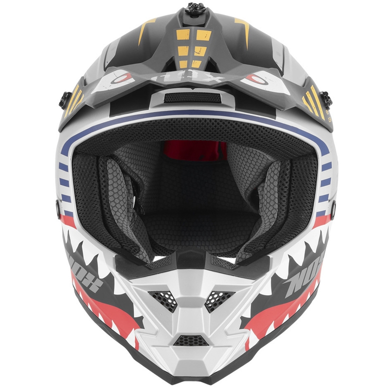 Casco de motocross infantil NOX N761 Fly Fighter plateado-multicolor