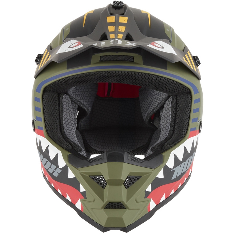 Casco de motocross infantil NOX N761 Fly Fighter color caqui-multicolor