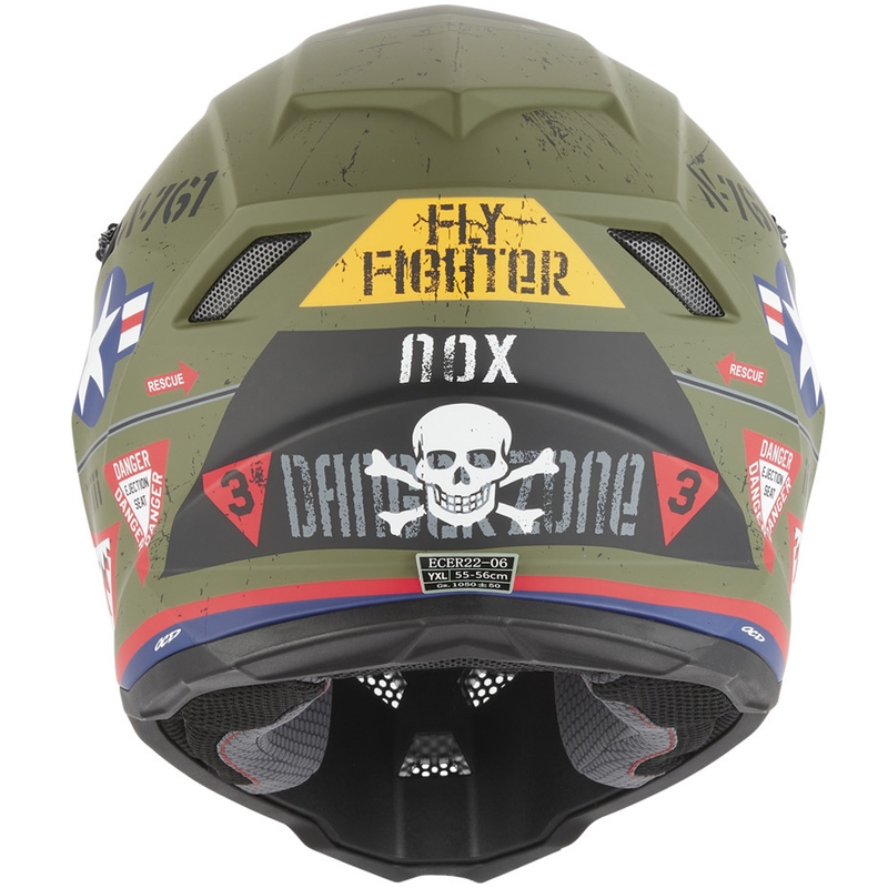 Casco de motocross infantil NOX N761 Fly Fighter color caqui-multicolor