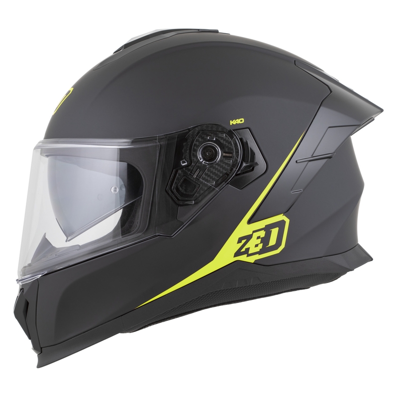 Casco integral de moto ZED K40 negro mate-amarillo fluo