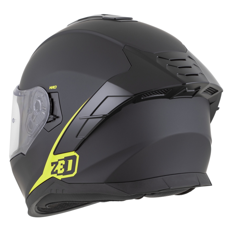 Casco integral de moto ZED K40 negro mate-amarillo fluo
