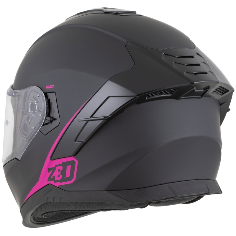 Casco integral de moto ZED K40 negro mate-rosa
