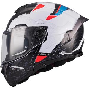 Casco de moto abatible MT Atom 2 SV Highlands A7 negro-blanco-azul-rojo