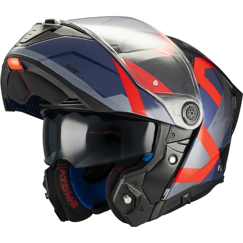 Casco de moto abatible MT Atom 2 SV Dexter B15 azul-negro-rojo