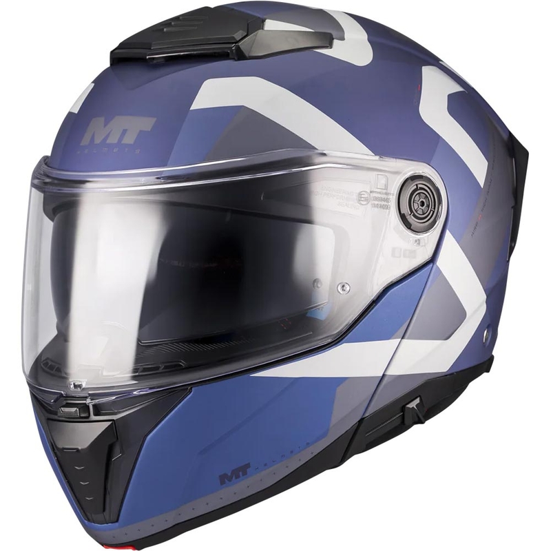 Casco de moto abatible MT Atom 2 SV Dexter C2 azul grisáceo mate