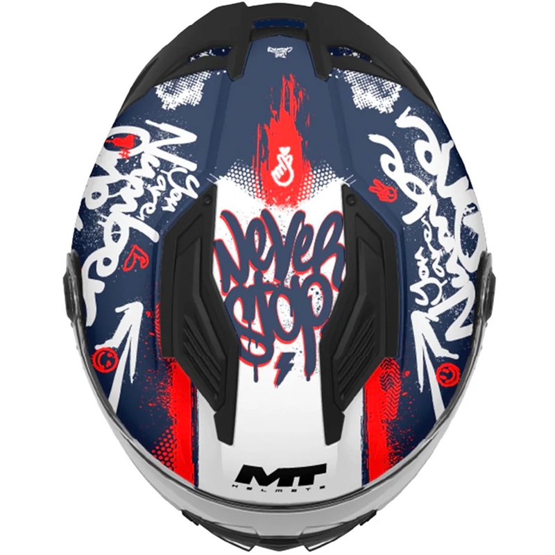 Casco integral de moto infantil MT Stinger 2 Rocket C17 azul-rojo-blanco