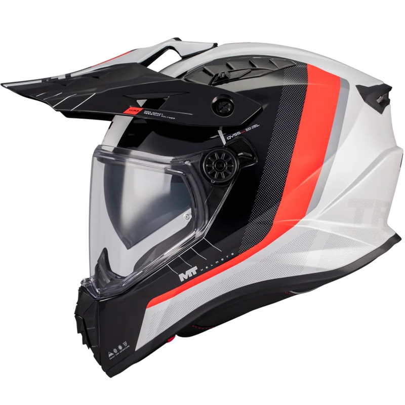 Casco de moto enduro MT Track SV Nomad A15 blanco-negro-rojo